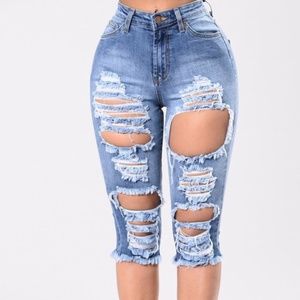 Fashion Nova High -Waisted Long Distressed Shorts